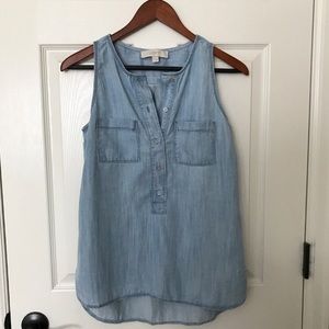Loft sleeveless chambray top size S